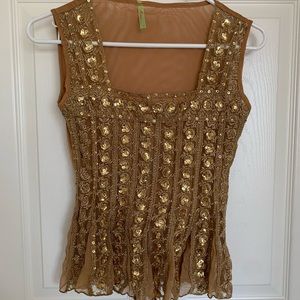 Banana USA gold tank blouse